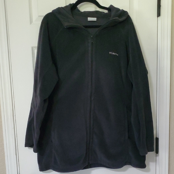 Columbia Charcoal Black Hooded Fleece Jacket - Picture 1 of 5
